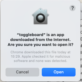 macOS install prompt